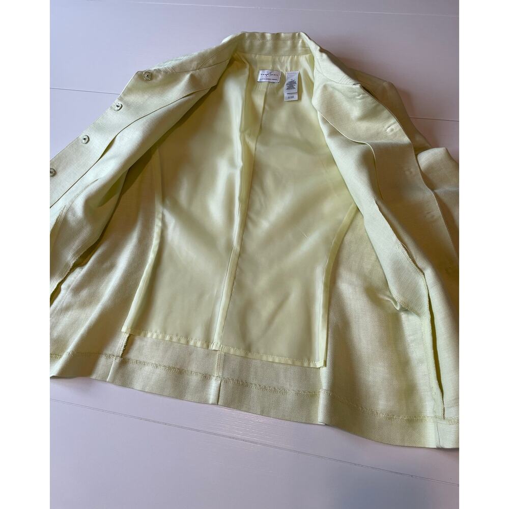Emma James Linen Blend Blazer Butter Yellow Sz 10 Jacket 3/4 Sleeves Career - Picture 6 of 9